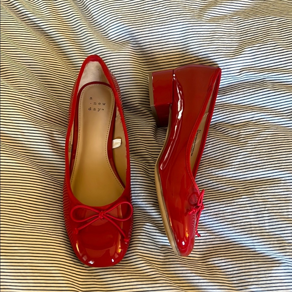 A New Day Red Flats Square Toe Loafers
